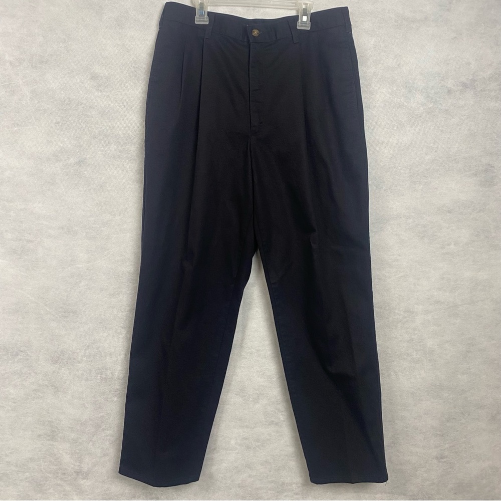 Vintage 70s Farah Chino Pants Men 33x29.5 Black Dress Pants Pleated